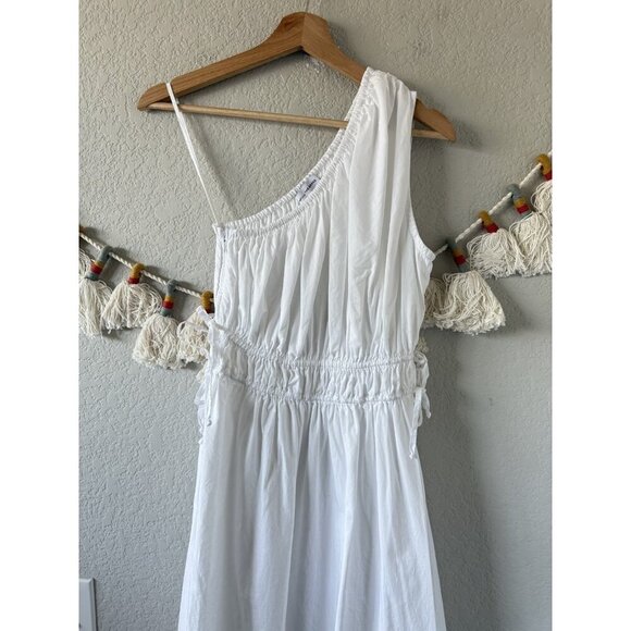 Faithfull The Brand La Oro Smock One Shoulder White Midi Dress Poplin Coastal 4 - Picture 4 of 11